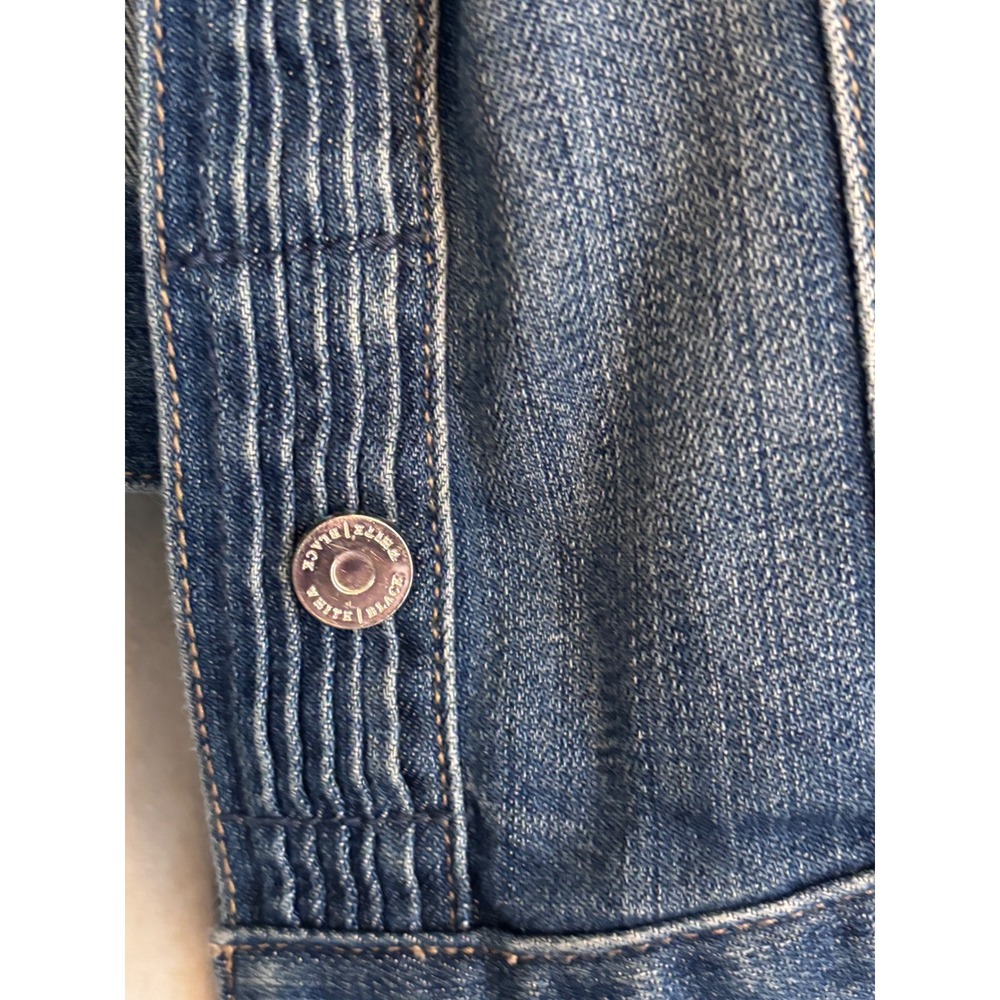 White House Black Market WHBM Cropped Denim Jacket Blue Wash Size 14 - Picture 5 of 12